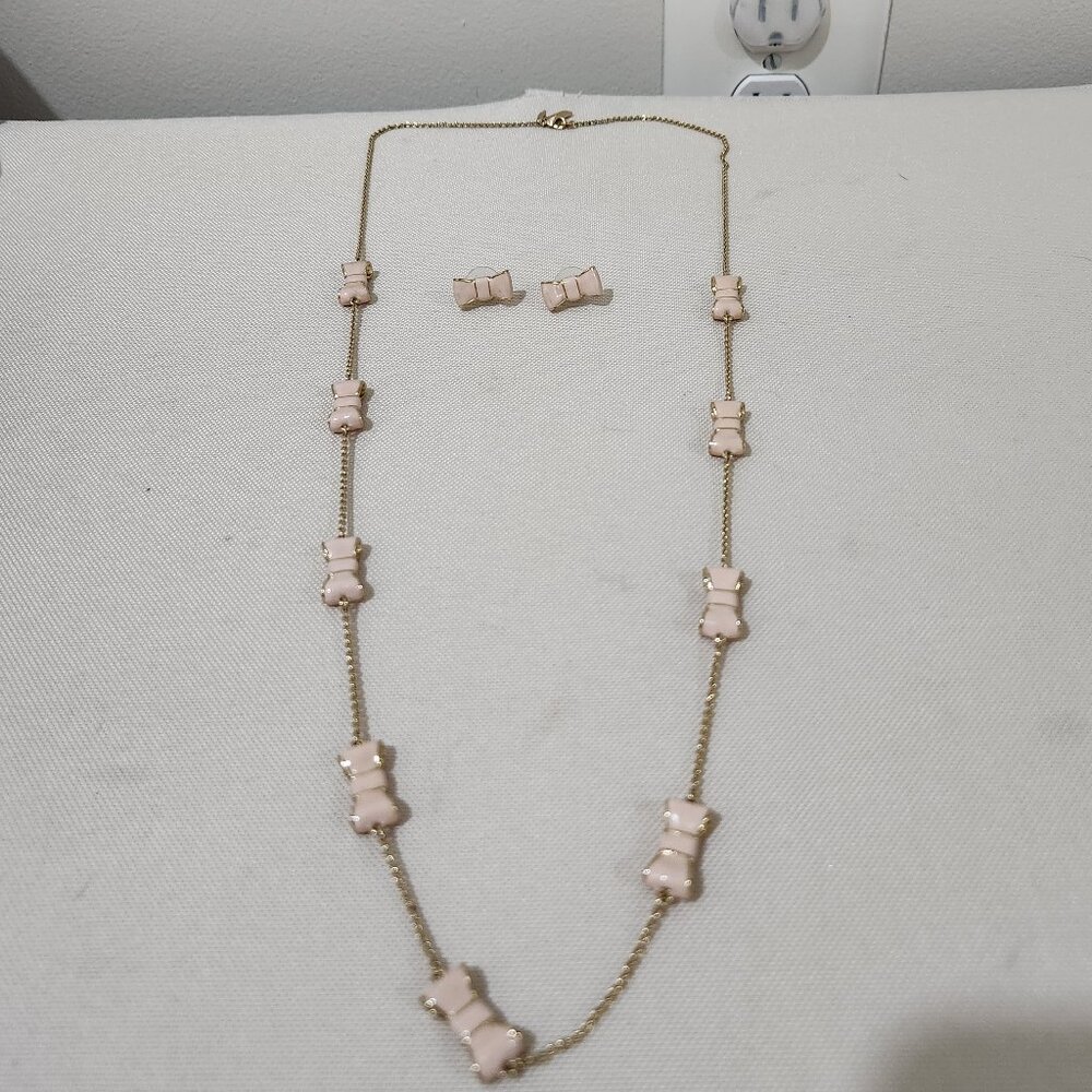 Kate Spade Pink Bow Earrings and Necklace